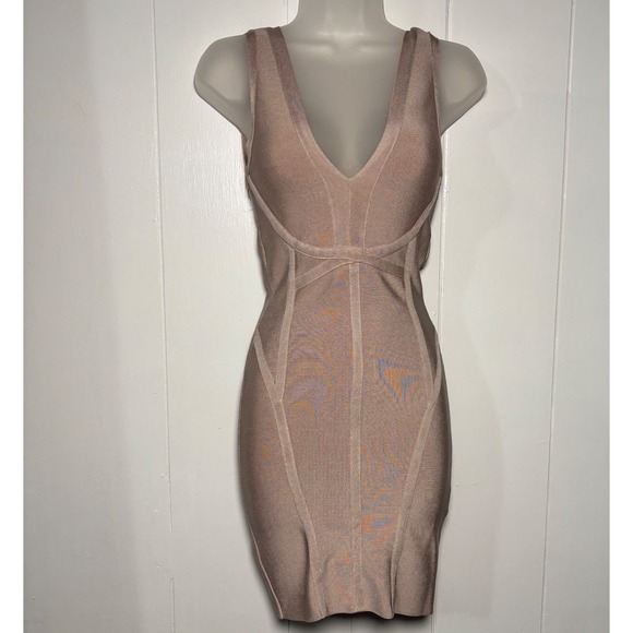 bebe Dresses & Skirts - Bebe Rose Dust Bandage V Neck Sleeveless Mini Dress Sz XS Y2K event hoco club